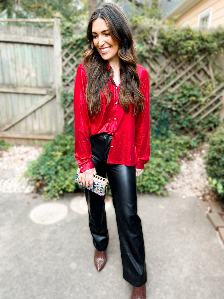 Halo Holographic Button - Up Blouse - Girl Code Couture